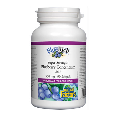 Super Strength Blueberry Concentrate (Afine americane) 500mg 90 cps, Natural Factors