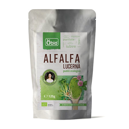 Alfalfa (lucerna) pulbere verde raw 125g, Obio