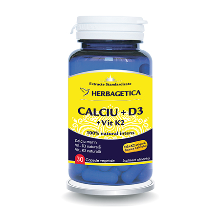 Calciu + D3 cu vit K2 30 cps, Herbagetica 