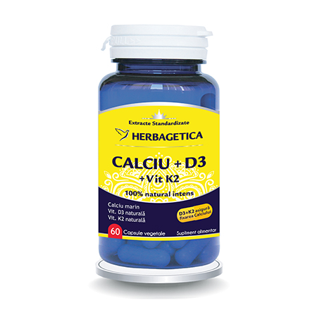 Calciu +D3 cu vit K2 60 cps, Herbagetica