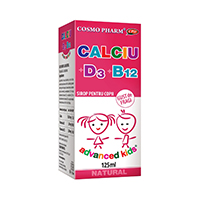 Sirop Calciu + D3+ B12 Advanced Kids 125ml, Cosmo Pharm