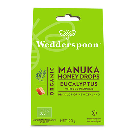 Bomboane (Dropsuri) cu Miere de Manuka, Eucalipt si Propolis 120g, Wedderspoon