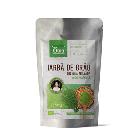 Iarba de grau pulbere bio (origine Noua Zeelanda) 125g, Obio