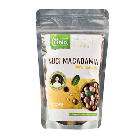 Nuci macadamia raw 250g, Obio