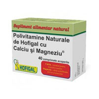 Polivitamine naturale cu Ca si Mg 40 cpr, Hofigal