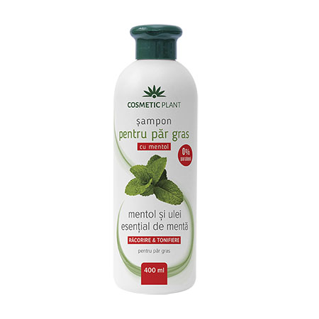 Sampon pentru par gras cu mentol si ulei esential de menta 400ml, Cosmetic Plant