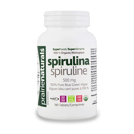 Spirulina biologica 500 mg 180 cps, PrairieNaturals